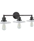 Three Light Metal Bathroom Vanity Wall Light Fixture 38 Inch Wide In Oil Rubbed Bronze With Clear Glass Shade Includes Three 60 Watt S19 Vintage Edison Bulbs UL Listed For Bathroom Use