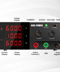 Beefy 600W Benchtop DC Power Supply 0 to 60V 0 to 10A with Encoder Knob and Output Switch High Power Adjustable Switching Regulated Bench Power Supply for Repair and Testing with 4 Digit Backlit Display, front view
