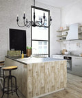 Six Light Farmhouse Chandelier In Black Iron For Dining Room And Kitchen Island Rustic Industrial Ceiling Light Fixture With Classic Candle Style Stems Perfect Foyer Living Room And Bedroom Lighting 38 Inch above kitchen island in rustic kitchen