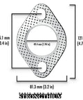 Strongthium 2-inch exhaust flange gasket, graphite with fire ring, 2-bolt, 2-piece set for muffler manifold