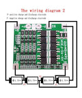 Wiring diagram of Straight Up Badass 14.8V 4S BMS Protection Board For 18650 Lithium Batteries, 56x48mm size.