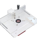 Top Shelf Heavy Duty Router Table And Router Combo Kit Featuring Tight Grip Clamp Base And Easy Adjust Lifting System For Precision Woodworking Trimming Projects Today, aluminum surface with adjustable depth guide.