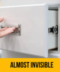 Person opening white drawer with Clear Self Adhesive Cabinet Bumpers 128 Pack For No More Slams Rubber Door And Drawer Cushions.