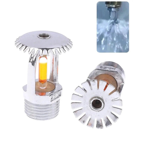 Certified Legit Side Hidden Fire Sprinkler Head With Rocker Solid 57 Degree Activation showing shiny chrome finish and thermal glass bulb.