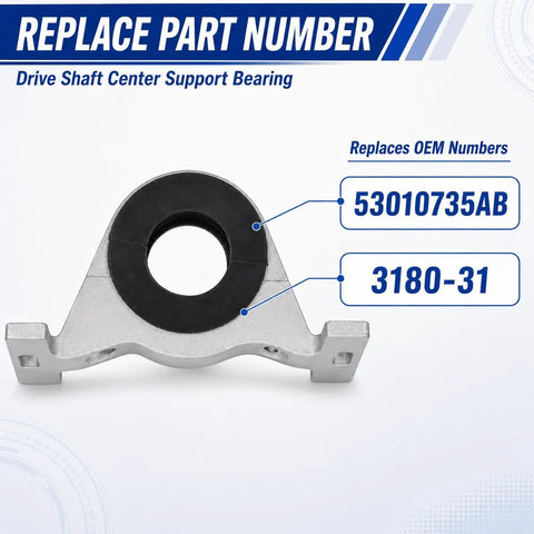 Driveshaft Center Support Bearing Replacement for 2015-2025 Dodge Charger, Challenger, Chrysler 300 with part numbers 53010735AB 3180-31.