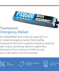 Emergency Battery Backup for Fluorescent Ballasts, T8 Compatible, 550 Lumen Output, Keeps Lights On During Power Failures for 90 Minute Emergency Operation, UL Listed, Long Compact Unit.