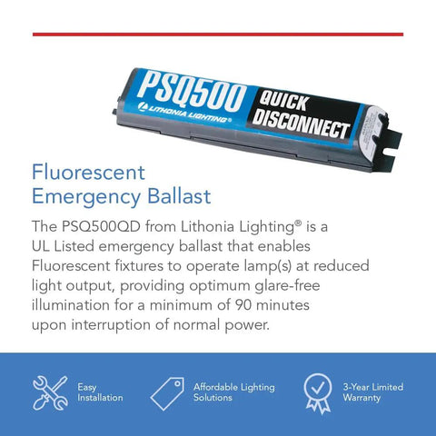 Emergency Battery Backup for Fluorescent Ballasts, T8 Compatible, 550 Lumen Output, Keeps Lights On During Power Failures for 90 Minute Emergency Operation, UL Listed, Long Compact Unit.