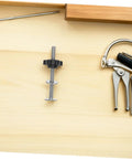 Heavy Duty Stainless Steel T Track Clamping Bolts Four Pack With Ergonomic Star Knobs Pro Woodworking Jig Hardware Sweet Locking Action, showcasing a bolt with a knob on a wooden surface.