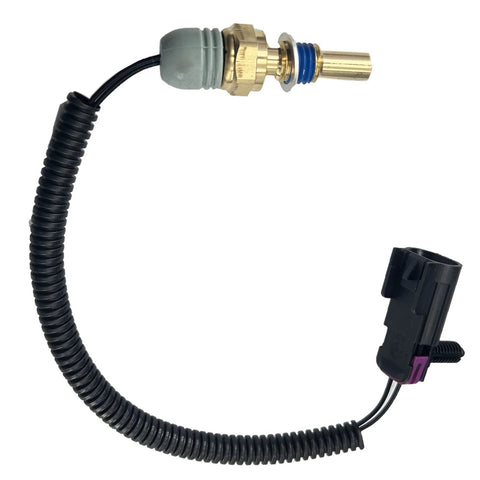 FainWan radiator coolant temperature sensor pigtail with brass sensor stem and blue O-ring, black coiled wiring