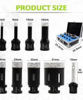 Diamond Core Drill Bits Set 6/8/10/16/19/25/32/51mm Hole Saw Kit With 10mm Diamond Finger Milling Bit 9 Piece Pro Grade