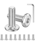 Big Stack 10 Pack Flat Head Bolt Fasteners M6 X 18mm 304 Stainless Steel Hex Drive Kit With Allen Key Included For Machine And Home Build Heavy Duty Fixups Full Thread Tough Screws Perfect Gear For Your Next Project Job Site Needs; stainless steel screws with Allen key