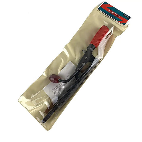 Heavy Duty Japanese Style Saw Rasp Sander With Swap Out Dual Grind Blades Coarse And Fine Teeth Anti Clog Wood Shaping Beast in packaging.
