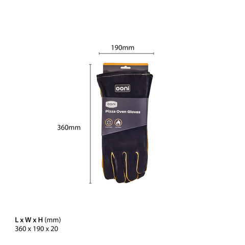 Heavy Duty Heat Resistant Grill Gloves For Outdoor Cooking With Dope Wrist Protection To Stop Burns Ideal For Grilling Barbecues Fireplaces Pizza Ovens And Charcoal Grills, black color gloves with packaging shown in size 360x190x20 mm.