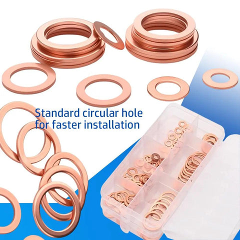 350 Piece Copper Washers Kit With Smooth Burr Free Seals Metric Sealing Crush Washers For Auto Plumbing And Machinery Durable Copper Washers Set With Standard Hole For Quick Installation, copper washers in organizer