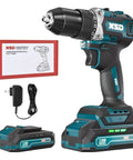 Heavy Duty Cordless Drill And Driver With Badass Brushless Motor Killer 75 Nm Torque featuring battery and charger.