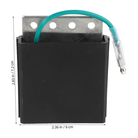 Indy Golf Cart Voltage Regulator Rectifier Replacement - Plug-and-Play Black Housing, front view with dimensions
