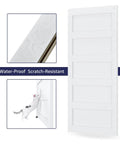 36x84 Inch Sliding Barn Door Kit With Hardware, Handle And Floor Guide, Waterproof PVC Surface, White 5-Panel Solid Slab