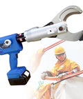 Electric Hydraulic Cable Cutter With 80KN Force And 360 Rotatable Scissor Head, designed for robust wire cutting with durable materials.