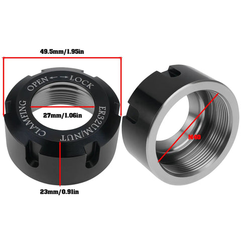 2 Pack ER32 Collet Clamping Nuts With M40x1.5 Thread For CNC Milling And Lathe Tool Holders, 49.5mm Body Diameter, 27mm Bore