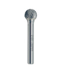 Tough Tungsten Carbide Double Cut Ball Shaped Rotary Burr File With 1/2 Inch Cutter Diameter And Length Plus 1/4 Inch Shank