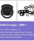 All-Purpose Black Nitrile O-Ring Seal Kit, 3.5mm Cross Section and 10 to 285mm Outer Diameter Range, 10 or 50 Pack, Go-To Seals for Cars, Doors, Windows, Appliances, Pumps and More, Durable Oil and Air Leak Proof. Black nitrile O-rings