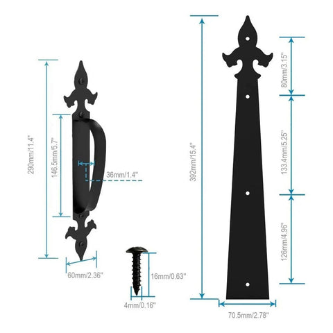 Six Piece Tough As Nails Heavy Duty Garage Door Handle Hinges Set Decorative Hardware Kit With Quiet Hydraulic Buffer dimensions