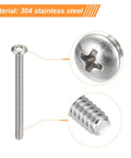 304 stainless steel pan head machine screw showing Phillips drive and fully threaded body size 10-24 X 4 inch used for tough construction.