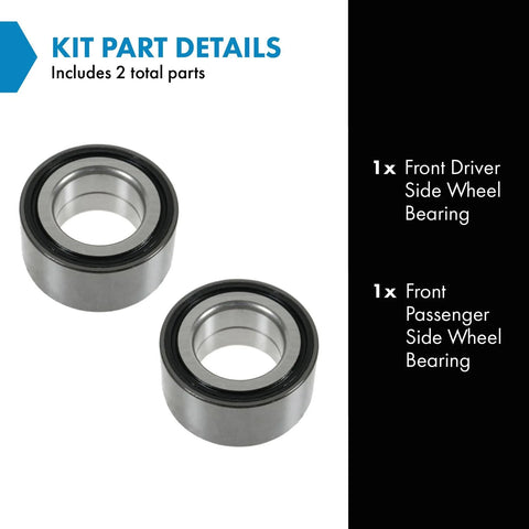 Front Wheel Bearing Kit Direct Fit OE Replacement 2 Piece Set Includes Front Driver Side And Passenger Side Bearings For Acura MDX RDX RLX Honda Accord CRV HRV Odyssey Passport And Pilot