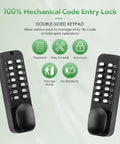 Mechanical Keyless Entry Door Lock With Double Sided Keypad And Lever Handle For Front Gate Auto Locking Interior Exterior Push Button Code Matte Black No Battery Required