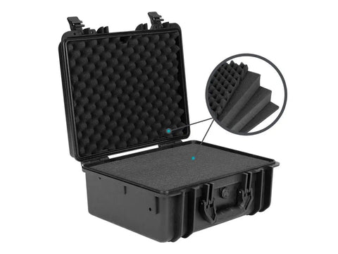 Built Tough Weatherproof Hard Case With Customizable Foam Insert Shockproof IP67 Dust And Water Guard Up To 1 Meter For 30 Minutes 28.5 Liter Capacity 19x16x8 Inches Ultraviolet And Impact Resistant Black