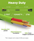 Heavy Duty 30 Amp Nema Y Splitter Adapter With Three Foot Cable illustrating the 10AWG copper wire and durable PVC jacket.