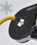 Heavy Duty Ferrule Crimping Pliers For 0.08-16Mm2 Wire Sleeves showing yellow wire and precision steel dies in use.