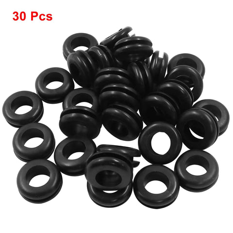 30 Pieces Rubber Grommets One Half Inch ID With Nine Sixteenths Inch Drill Hole Durable Wiring Grommets Set scattered view