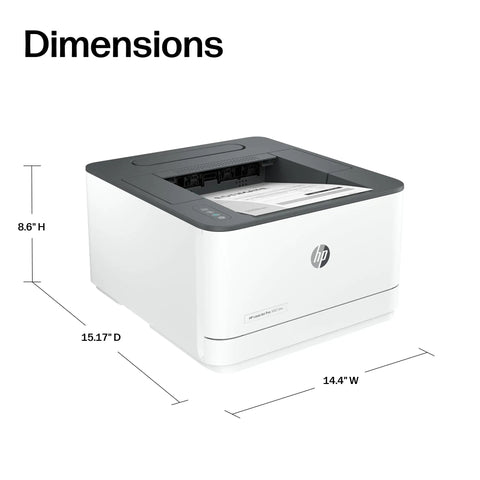 Wireless Black And White Office Printer For Small Teams With Auto Duplex Printing Fast 35 PPM Great For Up To Seven Users Pro Grade Quality For Reports And Documents Reliable LaserJet Style Workhorse with dimensions 15.17"D x 14.4"W x 8.6"H.