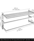 Dimensions of 3 Tier Wall Mount Towel Rack With Double Bars 24 Inch Bathroom Storage Organizer In Brushed 304 Stainless Steel.