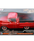 Chevrolet 1:24 Scale 1958 Apache Fleet Side Diecast Pickup Truck Red With Rubber Tires in display box