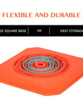 Collapsed Four Pack 28 Inch Collapsible Traffic Cones With LED Light Reflective Collars base shows easy storage and durability