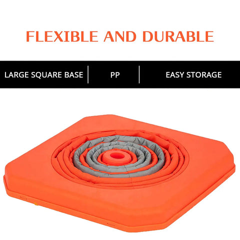 Collapsed Four Pack 28 Inch Collapsible Traffic Cones With LED Light Reflective Collars base shows easy storage and durability