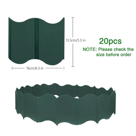 20 Pack Garden Edging Border Set With Interlocking 5.3 Inch Tall Flexible Plastic Borders For Lawn And Flower Beds 10.5 Feet