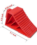Heavy Duty Rubber Wheel Chocks Set Of 4 For Travel Trailers RV Campers And Trucks, red, 7.1x3.5x4.3 in.