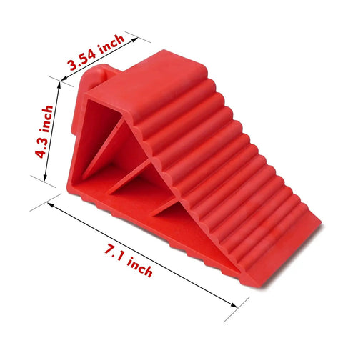 Heavy Duty Rubber Wheel Chocks Set Of 4 For Travel Trailers RV Campers And Trucks, red, 7.1x3.5x4.3 in.
