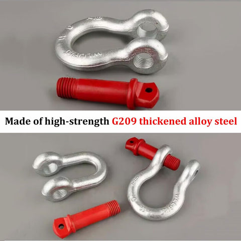 Beefy Heavy Duty Alloy Steel Bow Shackle 55 Ton WLL With 220 Ton Break Strength And 485,016 Lbs Max Extra Large Tow Shackle displayed