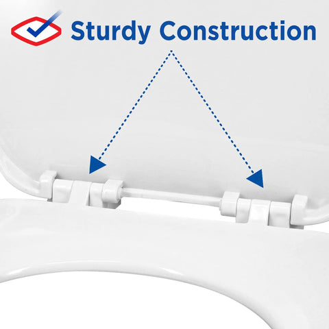 Close-up of durable swivel hinges on a Round Premium Plastic Toilet Seat Featuring Durable Swivel Hinges And A Rock Solid Wiggle Free Base That Ensures A No Sweat Install And Reliable Daily Performance For Every Bathroom.