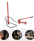 Heavy Duty Auto Body Frame Repair Tool Kit With Storage Case Red - 15-Piece Set showcasing hydraulic ram and pump