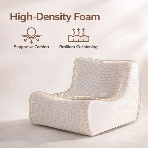 High-density foam structure of Faux Fur Memory Foam Bean Bag Chair With Filler, Ultra Soft Chill Fireside Lazy Sofa displayed for comfort.