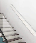 Built Like A Tank No Slip Stair Handrail 12Ft Round Solid Wood Wall Mount Armrest For Elderly Support Hallway Step Rail Quick Length Adjust White mounted on stairs.
