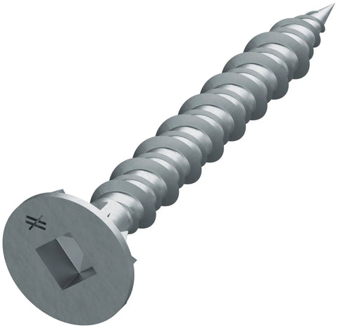 Collated Fiber Cement Board Screws With Ribbed Wafer Head For Easy Countersinking And Alternating High Low Threads 9 By 1 5 8 Inch Length