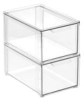 Stackable Closet Organizer Bin With Pull Out Drawer For Shoes Clothes Bags And More In Clear Plastic Lumiere Collection 2 Pack
