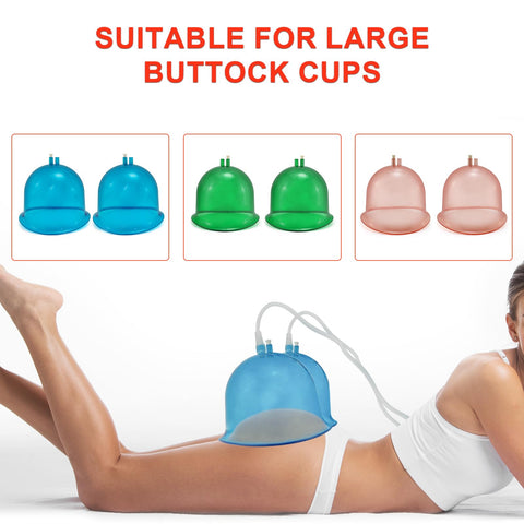 Y Type Silicone Vacuum Hose Tubing For Butt Vacuum Therapy Machine Universal Fit For All Cup Sizes 83.27 Inch Long Replacement Tube For Cupping Therapy Accessories Fits 150ml To 3000ml Cups connected to blue cupping cups on person