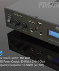 Front view of Bluetooth Home Theater Receiver With 200W 5 Channels Sub Out Karaoke Ready Dual Mic Wireless Streaming USB SD MP3 Player RCA Input FM Radio LCD Display PDA7BU